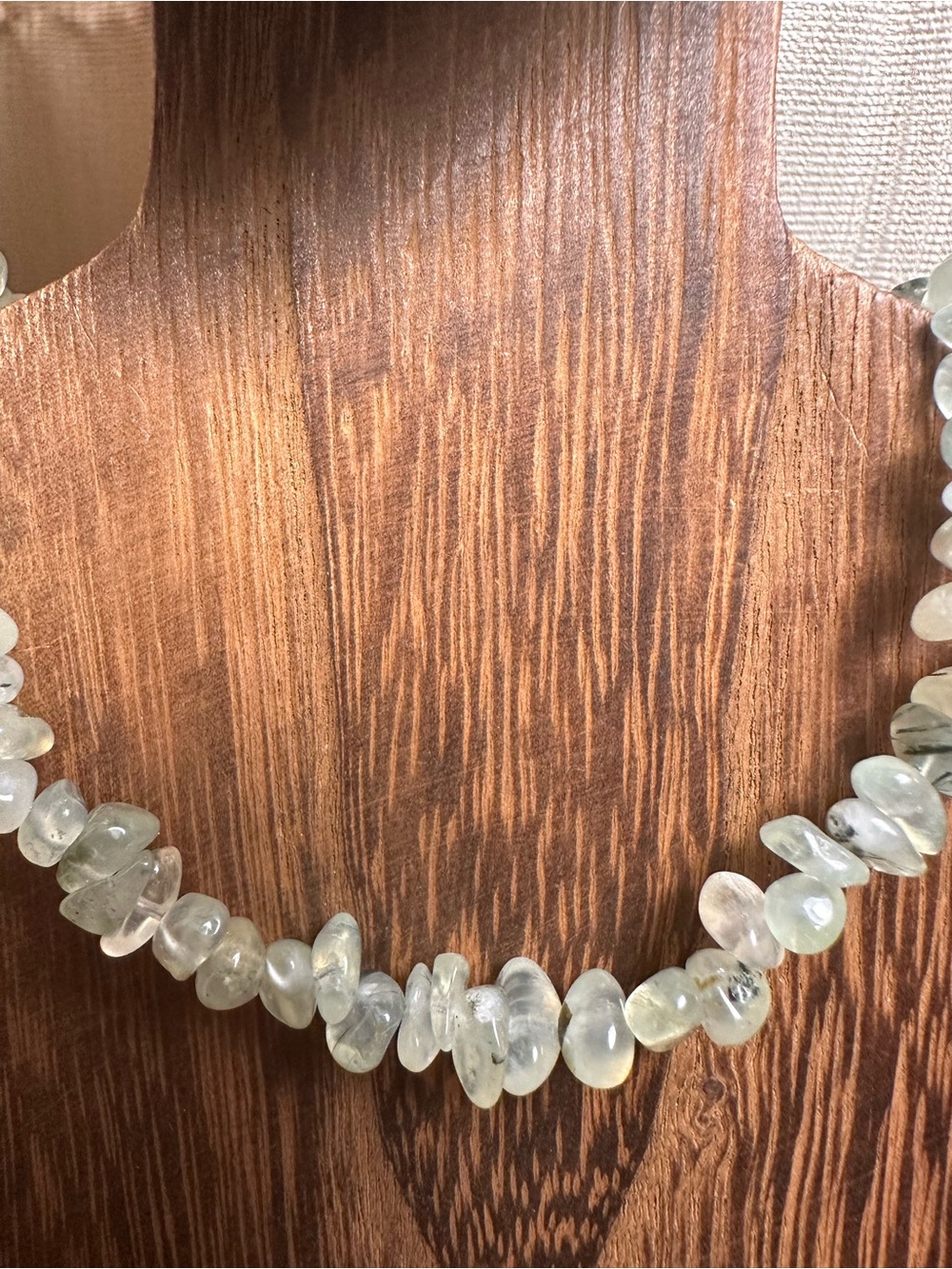 Light Green Prehnite Crystal Chips Necklace - Rutile and Green - Picture 4 of 7